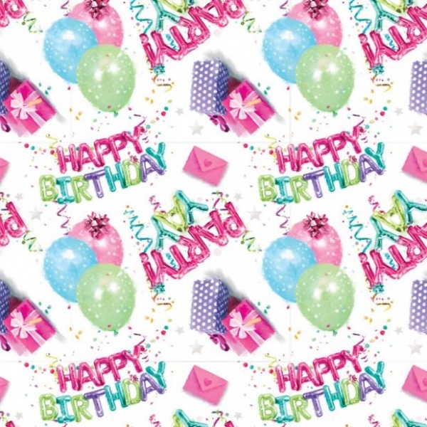 Pink Happy Birthday Party Gift Wrap Sheet