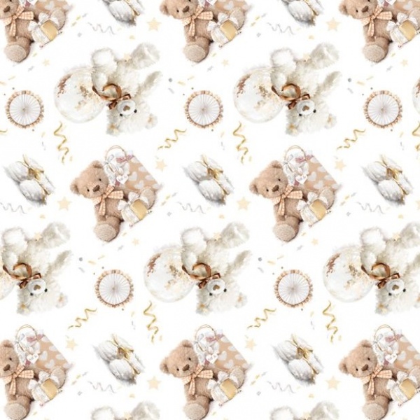 Teddy Wishes New Baby Gift Wrap Sheet
