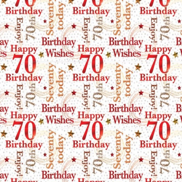 Birthday Wishes 70th Birthday Gift Wrap Sheet