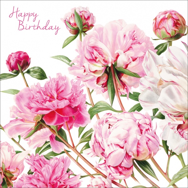 Peonies Birthday Card