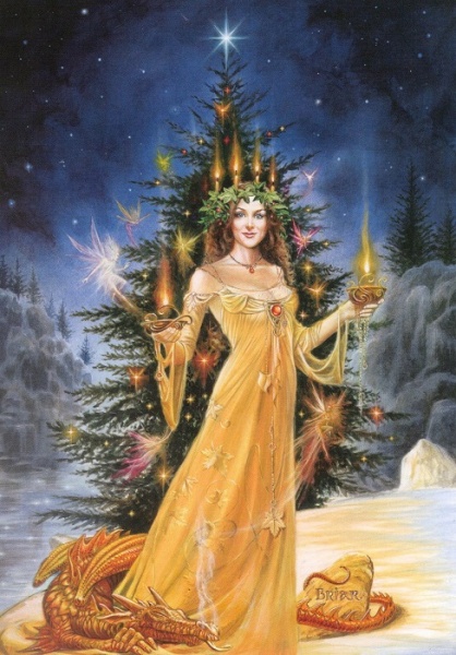 Lady Of Lights Christmas Card