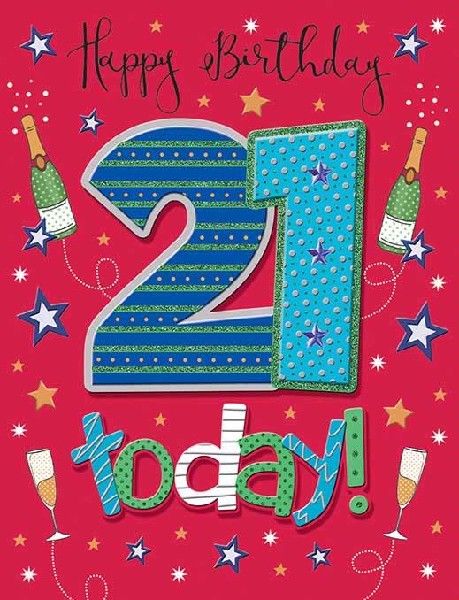 Drinks & Stars 21st Birthday Card