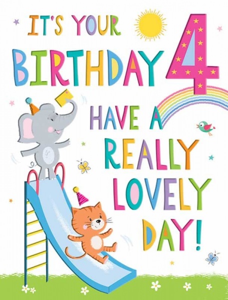 A Really Lovely Day 4th Birthday Card