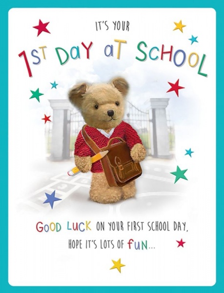 Teddy Bear 1st Day At School Card