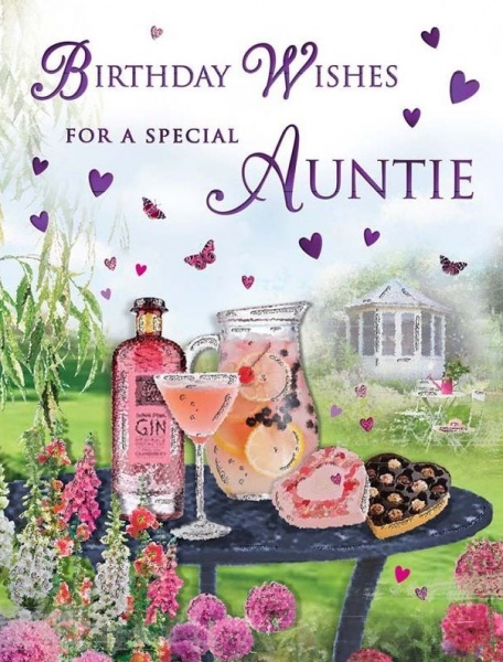 Summer Drinks Auntie Birthday Card