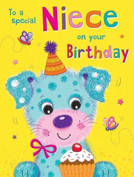 Puppy Cupcake Niece Birthday Card