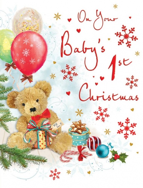 Teddy Bear Baby's 1st Christmas Card