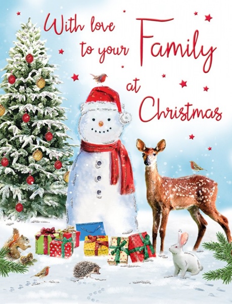 Snowman & Friends Family Christmas Card