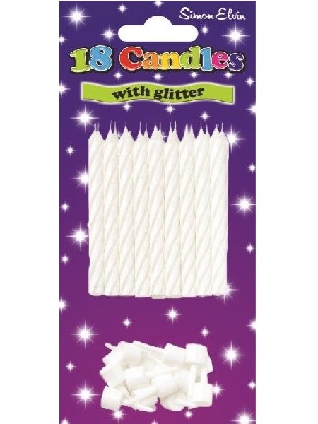 White Spiral Birthday Candles Pack of 18