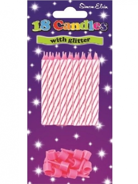 Pink Spiral Birthday Candles Pack of 18