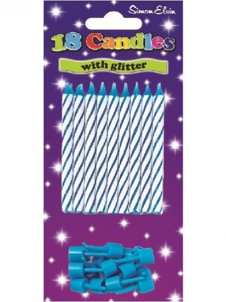 Blue Spiral Birthday Candles Pack of 18