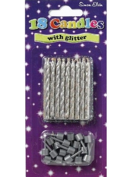 Silver Birthday Candles Pack of 18