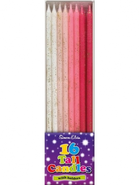 Pink Tall Birthday Candles Pack of 16