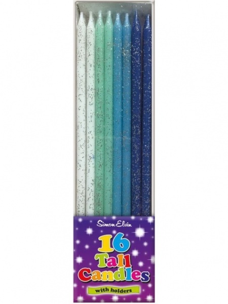 Blue Tall Birthday Candles Pack of 16
