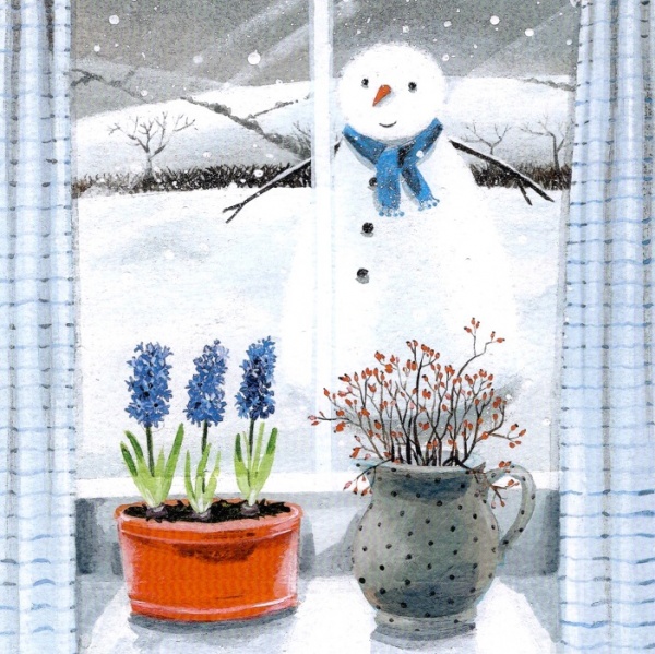 A Winter's Night & Snowman Christmas Cards Pack Of 10