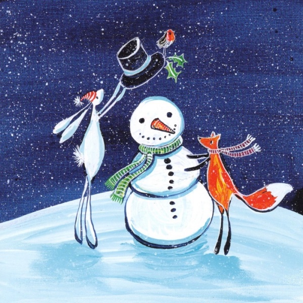 Snowman & Christmas Tree Christmas Cards Pack Of 10