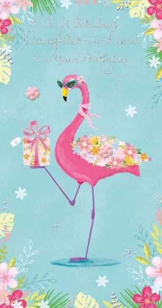 Daughter In Law Birthday Card 9x6 - Balloons & Flowers For Her Adult Woman - View #3