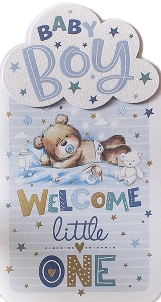 Welcome Little One New Baby Boy Card