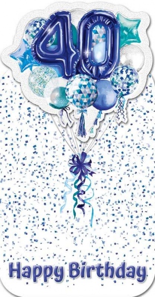 Blue Balloons 40th Birthday Card