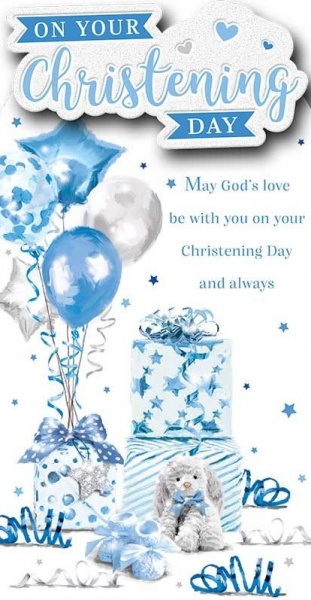 Blue Gifts Christening Card