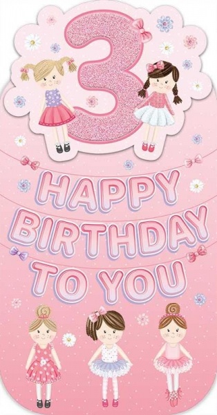 Dolls 3rd Birthday Card