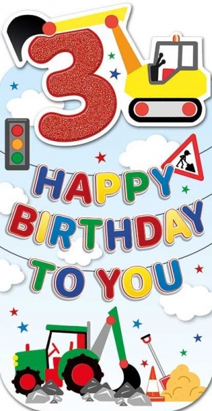 Construction 3rd Birthday Card