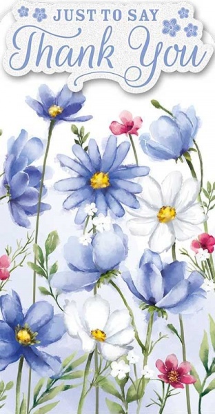 Blue Flowers Thank You Card