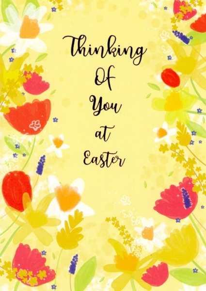 Thinking Of You Flowers Easter Card