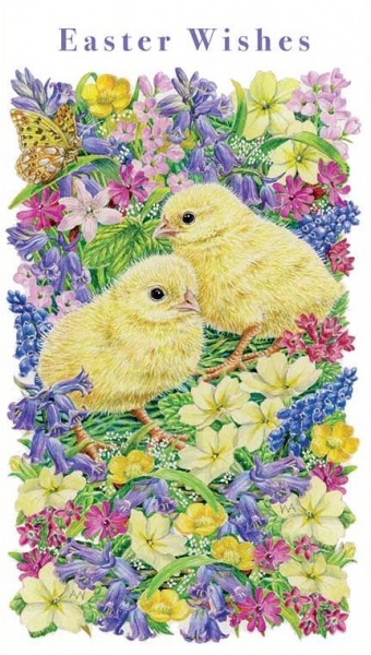 Chicks & Flowers Mini Easter Card