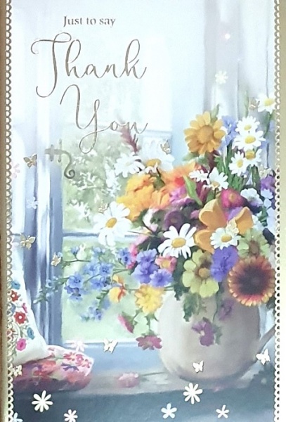 Jug of Flowers Thank You Card