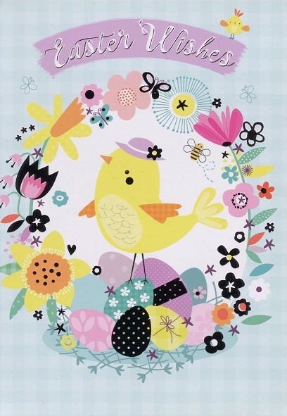 Chick Floral Wreath Easter Card