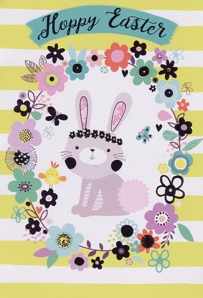 Bunny Floral Wreath Easter Card