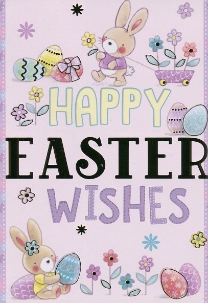 Easter Wishes Pink Eggs Easter Card