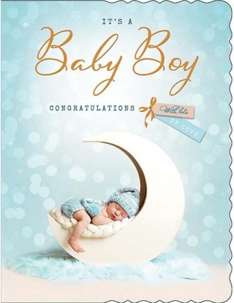 Baby Moon New Baby Boy Card