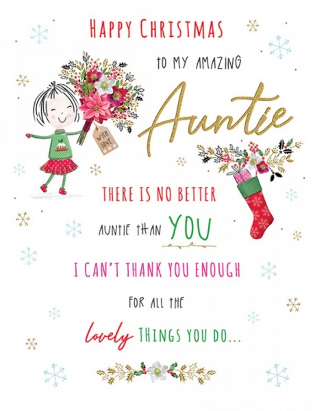 Christmas Bouquet Auntie Christmas Card
