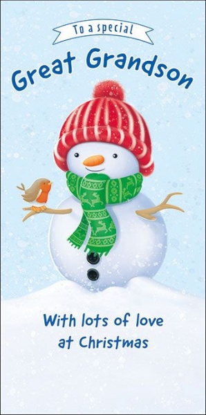 Snowman Great-Grandson Christmas Money Wallet Card