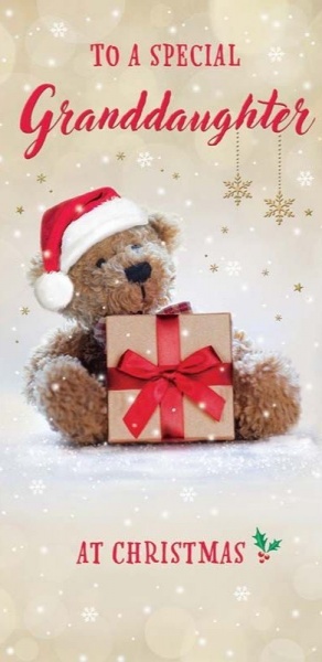 Festive Teddy Grand-Daughter Christmas Money Wallet Card