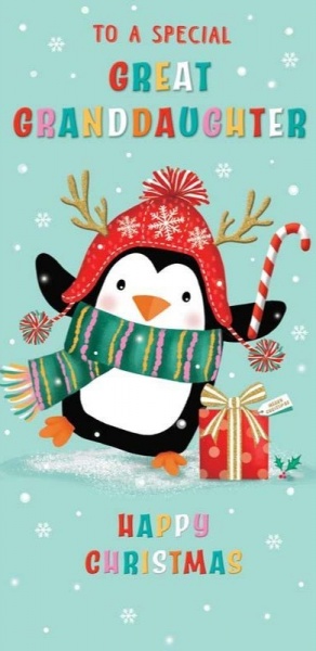 Festive Penguin Great Grand Daughter Christmas Money Wallet Card