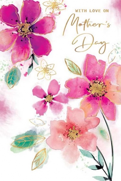 Pink Watercolour Flowers Mother's Day Card