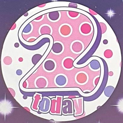 Pink Spots 2nd Birthday Badge
