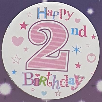 Pink Happy 2nd Birthday Badge