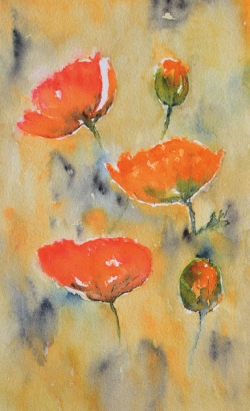 Red Watercolour Flowers Notelets Pack of 8