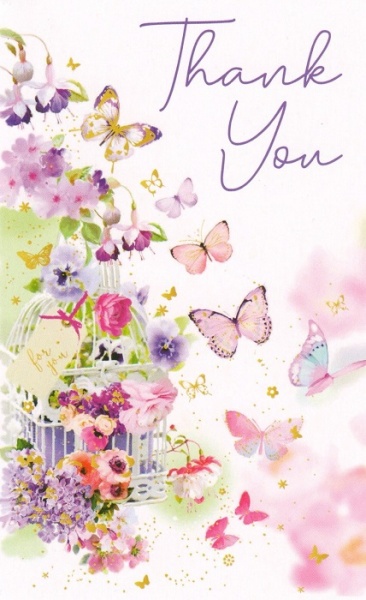 Flowers & Butterflies Thank You Notelets Pack of 8