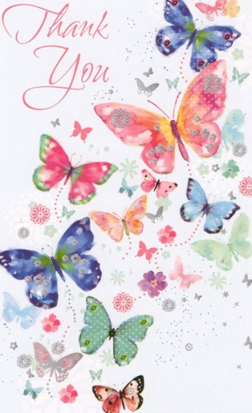 Blue Butterflies Thank You Notelets Pack of 8