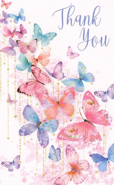 Pink & Blue Butterflies Thank You Notelets Pack of 8