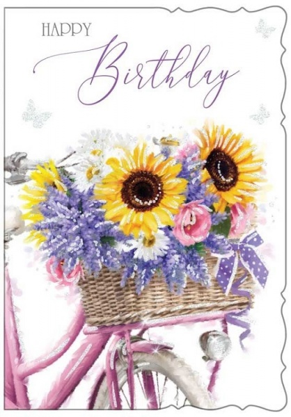 Sunflower Bicycle Birthday Card