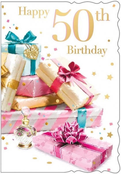 Presents 50th Birthday Card