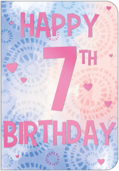 Stripes Girl 7th Birthday Card | Prelude