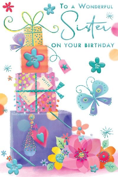 Pile Of Presents Sister Birthday Card