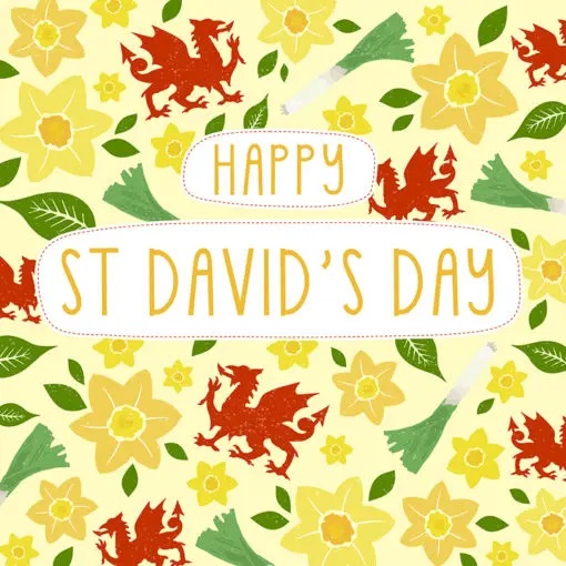 Dragon & Daffodils St David's Day Card